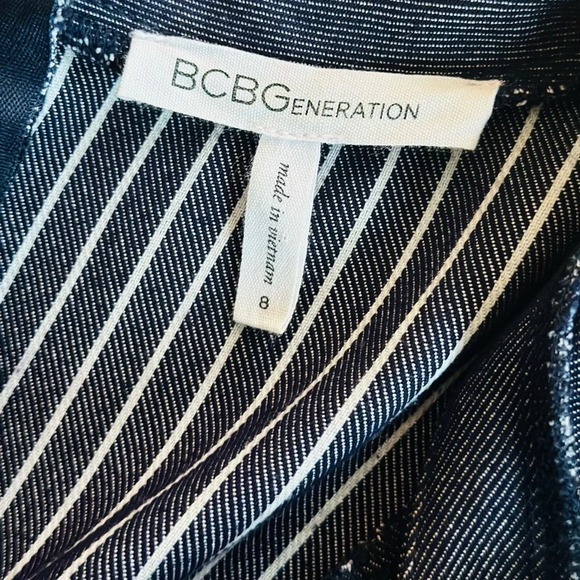 BCBGeneration Sleeveless Stripe Flare Denim Dress – Size 8 - Picture 9 of 11